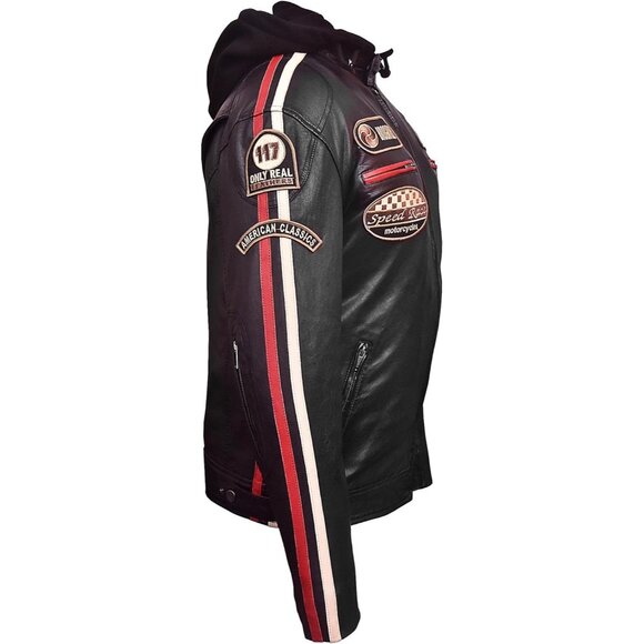 Sheep Leather Jacket texas Men Black Biker Motorcycle Casual Real Leather Wear - Picture 2 of 6